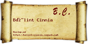 Bálint Cinnia névjegykártya